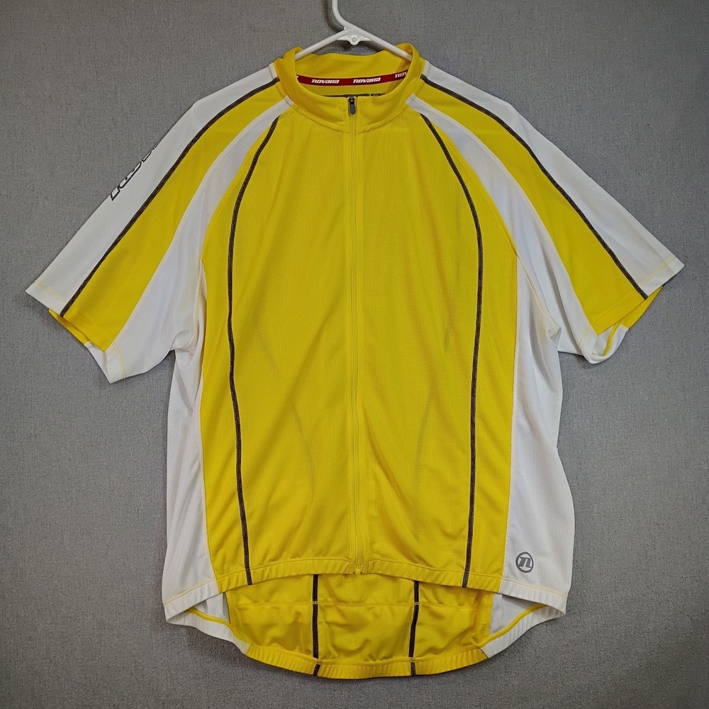 Novara XXL Men Cycling Jersey Yellow White Performance Raglan Vented Rear Pocket
